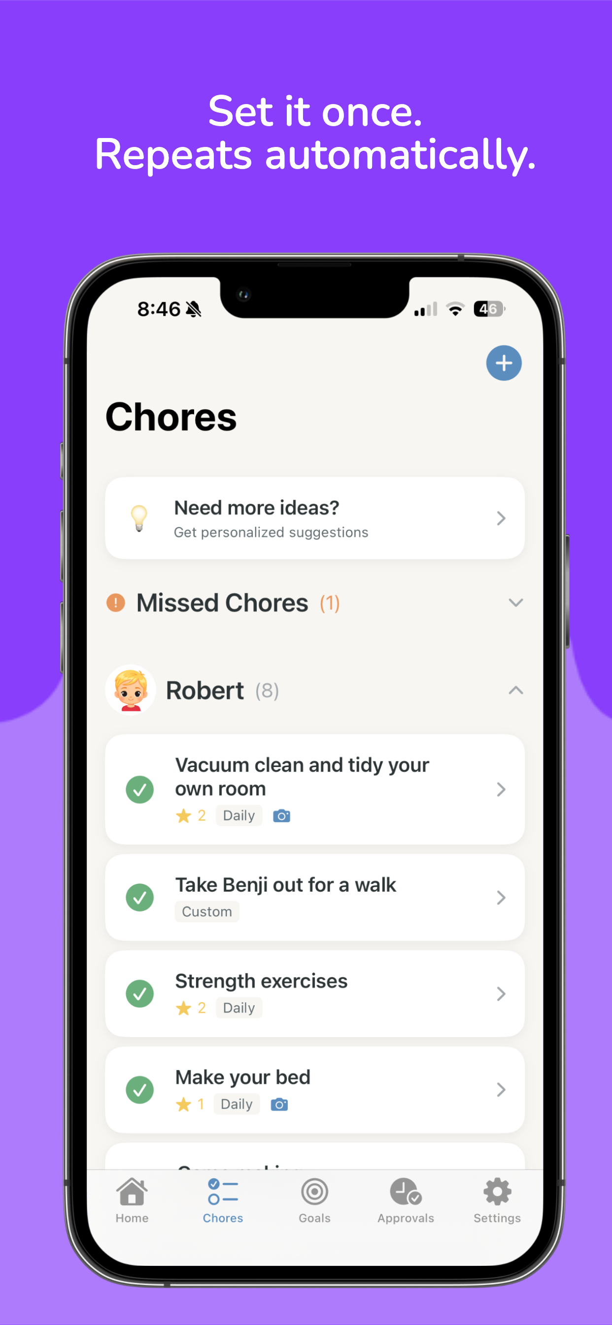 ChoreUp Chores - Daily, weekly, or custom schedules