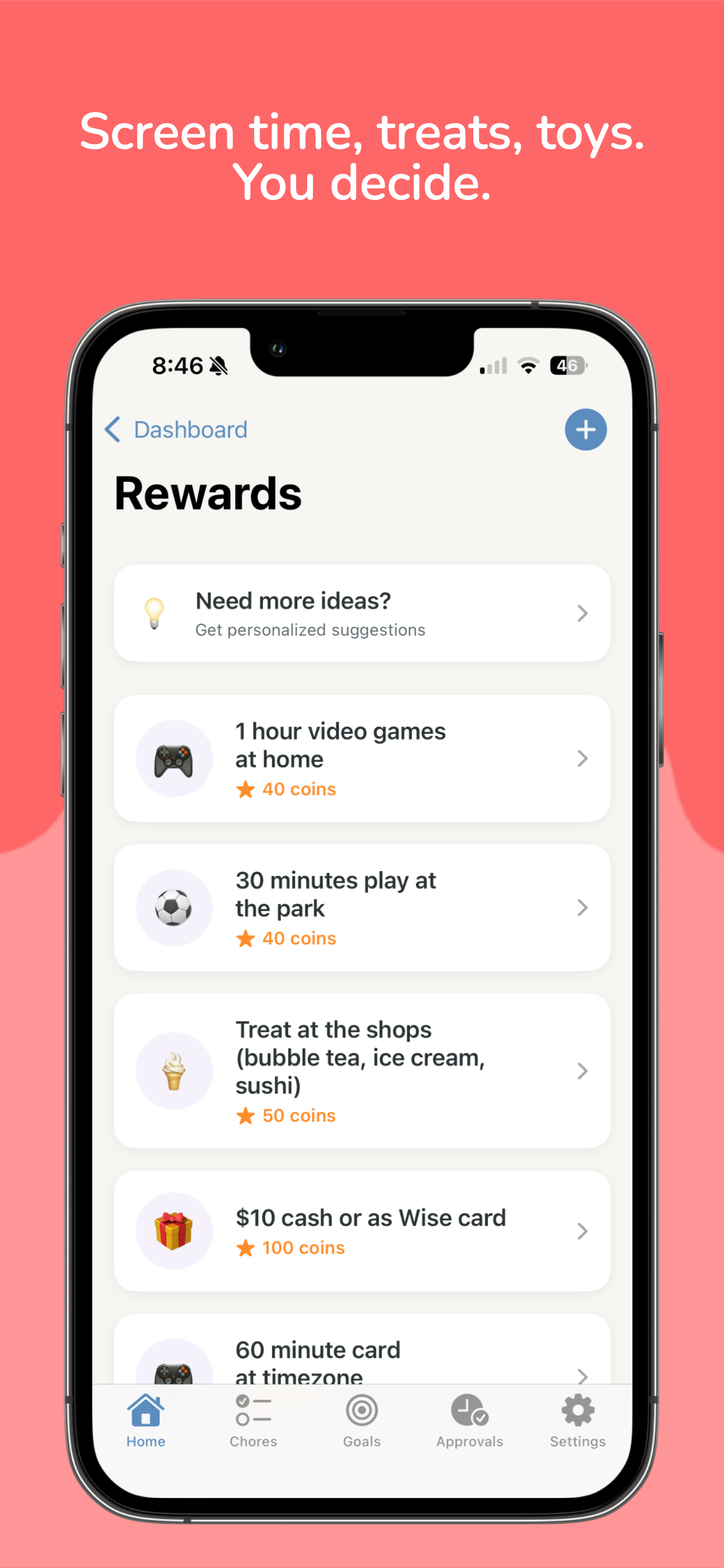 ChoreUp Rewards - Screen time, treats, toys
